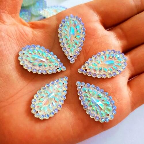 RESIN Beads 16x28mm 2 hole Flatback Sew on Clothes Wedding AB Rhinestones Stones and Crystals For Sewing Bags Dress Accessories