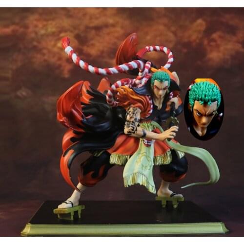 GUCHABEL One Piece Straw Hat Pirates Deputy Captain Roronoa Zoro Hand-made Toy Kabuki Tiens Model Double Sauron Toys Kids Gift