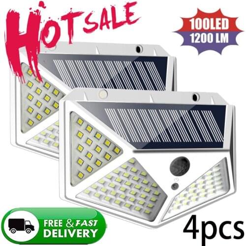 LED Solar Light Outdoor For Garden Decoration 100 LED Solar Lamp Powered Waterproof PIR Motion Sensor Street Light For Christmas