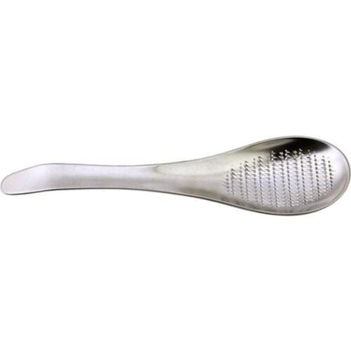 Spoon Shape Grater Silver Stainless Steel Lemon Zester Ginger Grater Garlic Grinding Spoon Tool