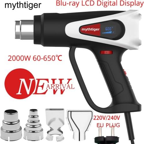 2000W EU LCD 60-650D Shrink Wrapping Heat Gun Air Dryer For Soldering Hot Air Gun Thermoregulator Thermal Blower Plastic Welder