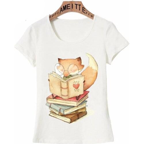 Vintage The Fox Obsession Books Print T-Shirt Fashion Women Short Sleeve Casual Cute Girl Tops Mujer Hip Hop Punk Tees