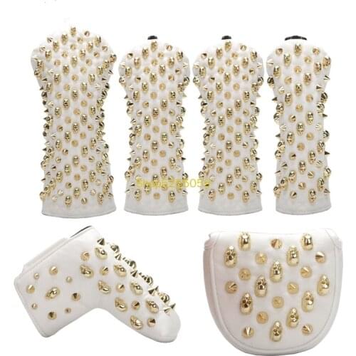 Skull Rivet Golf Club Driver Fairway Wood Hybrid UT Putter Mallet Putter Headcover Sports Golf Club Accessories Equipment