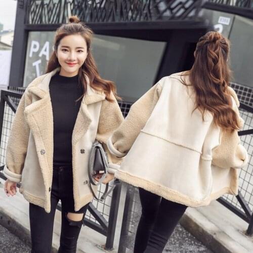 Winter Fall Women Fleece Lined Suede Jacket Female Korean Loose Faux Leahter Jakcet Ladies Faux Fur Winterbreaker Short Coat