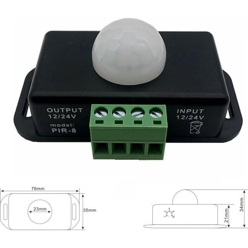 1PCS Automatic DC 12V-24V 8A Infrared PIR Motion Sensor Switch For LED light Stylish