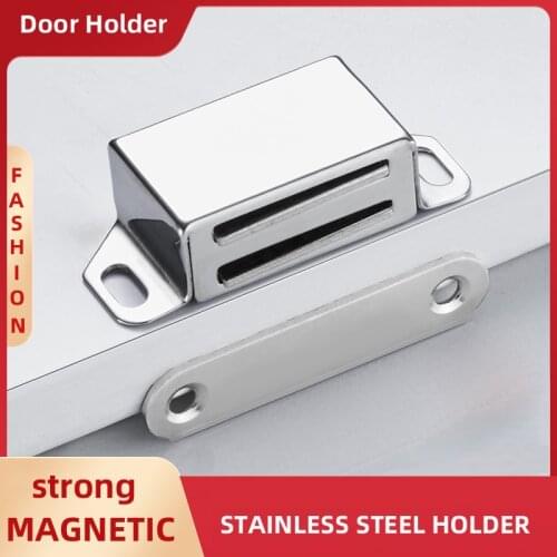 1PC Stainless Steel Magnetic Cabinet Catches Push to Open Touch Kitchen Door Stop Damper Buffers With Screws For Hardware