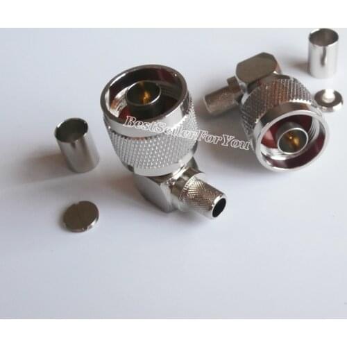 1Pcs N Male Crimp 90 Degree For RG5 RG6 5D-FB LMR300 Cable Right Angle RF Connector