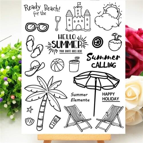 14*18CM Hello Summer Transparent Seal Clear Stamps Silicone Seal Roller Stamps DIY Scrapbook Album / Card Production Easter