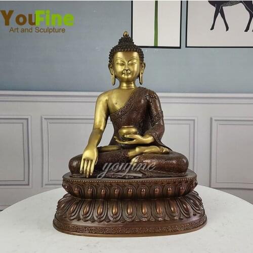 17" Bronze Buddha Statues Bronze Buddhist Sculpture Collection Cast Crafts Tibetan Buddhism Figurine Indoor Decoration Ornament