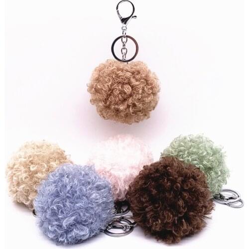 2 PCS Key Chain Hair Ball Curly Cute Bag Pendant Car Plush Key Chain Creative Gift Jewelry Accessories Pendant Bag Ornament