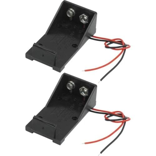 2 Pcs Black Plastic 9V Batteries Battery Case Holder w Wire Leads