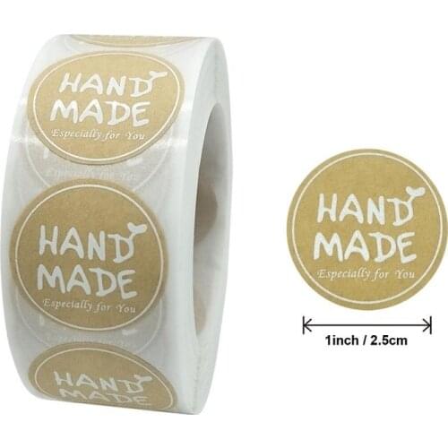 500pcs/roll Round Kraft Handmade Stickers Seal Labels for Packaging Baking Party Wedding Business Thank You Stationery Stickers