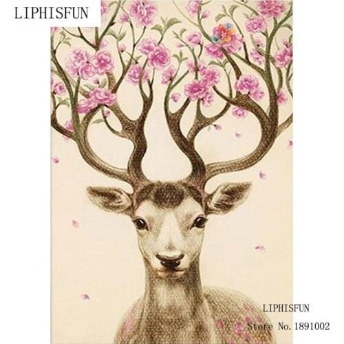 5D DIY Square Diamond Painting Animal Deer Diamond Painting Cross Stitch Beautiful Deer Animal Needlework Home Decor