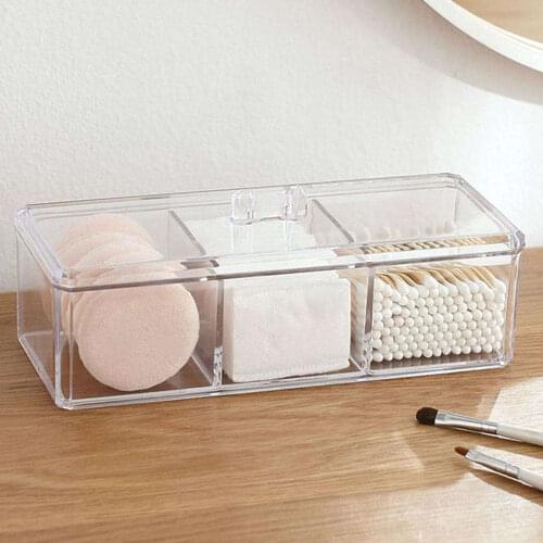 Acrylic Cotton Swab Makeup Organizer Storage Box Portable Container Make Up Cotton Pad Holder Cosmetics Organizer Storage Case