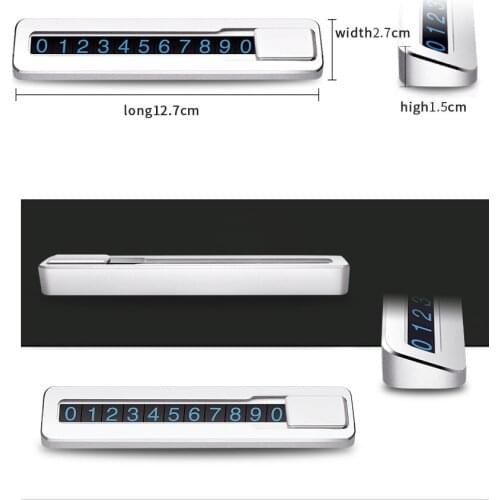 Aluminum Phone Number Plate Park Car Temporary Parking Card Rotate Car Numbers Stickers Adsorption Auto Accessories Car Styling