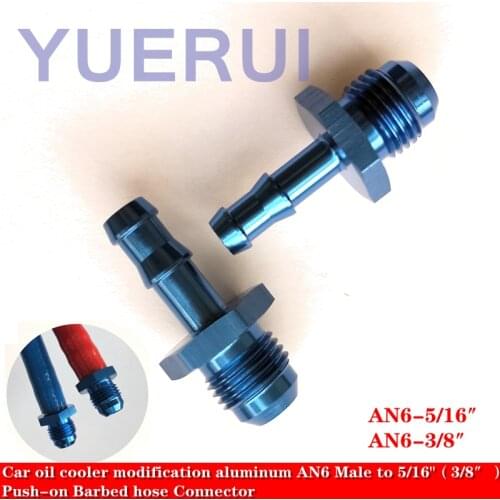 AN6 Flare to 5/16 Hose Barb Fuel Line Fitting Adapter Aluminum 6 AN Male to 3/8" Push-on Barbed hose fitting Connector