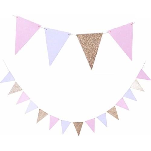 Big 10ft Gold Pink White Party Banner Flag Pennant Garland for Baby Shower Bridal Shower Birthday Party Holidays Photo Backdrop