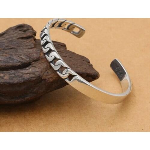 Solid 925 sterling Silver gift men women hollow cuff bracelet bangle jewelry A5066
