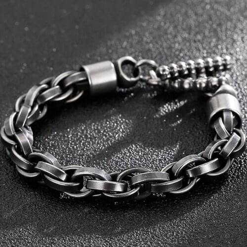Stainless Steel Handles For Men Mens Hand Wrist Bracelets With Skull Head Clasp Male Jewellery Iron Mannen Armband Wholesale