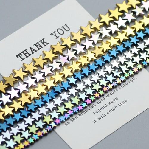 Natural Stone Gold Sliver Multicolor Pentagram Hematite Beads Stars Loose Spacer beads for Jewelry Bracelet Making DIY Bracelet