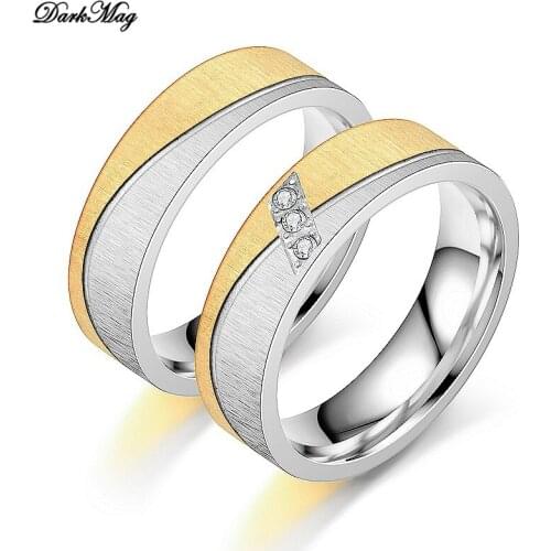DarkMag trendy Luxury Stainless Steel Wedding Ring band for bridal girls and Women ladys love couple pair jewelry