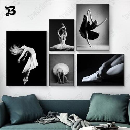 Dancing Ballerina Canvas Painting Young Beautiful Ballerina Dancing Girl Poster Prints Wall Art Pictures for Bedroom Home Decor