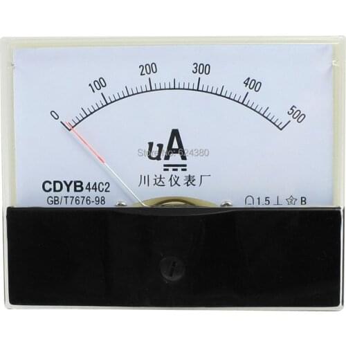 Indicator DC Amperometer Head 44C2 DC 0-500uA 50uA 100uA 200uA 300uA Current Testing Panel Meter Amperemeter