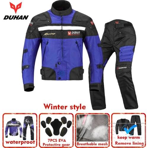 DUHAN Men Motorcycle jacket winter motorbike Riding Jackets Warm Pants sets Off-Road Racing Clothing Suits Professional sets