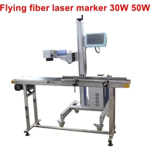 Flying fiber laser marking machine 10w 20w 30w flight marking machine for gold silver rings ceramics plastics