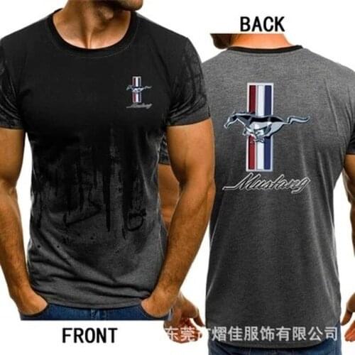 Mens Short Sleeve for Mustang Car Logo Mens T-shirt Summer casual Cotton Gradient T shirts Fashion Hip Hop Harajuku Male Brand G