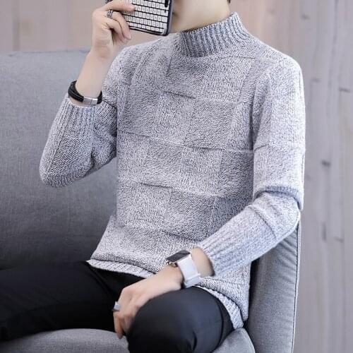 2020 Mens half turtleneck sweater autumn and winter new thick loose sweater mens Korean style trend personality sweater