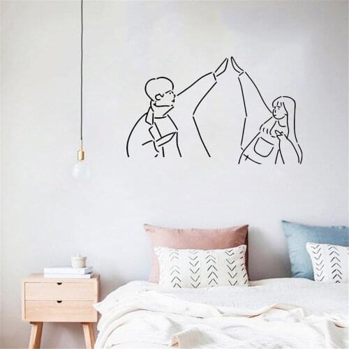 Korean style Couple Boy Girl Wall Sticker Home Decor Stickers For Bedroom Living Room Bar Removable Wallpaper ov464