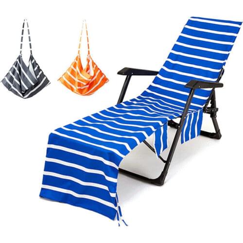 Portable Beach Chair Towel Long Strap Lounger Beach Towel Cover With Pocket For Summer Pool Sun Outdoor Activities Garden