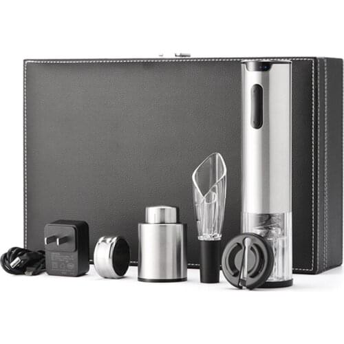 Rechargeable Electric Wine Opener Corkscrew Gift Set Automatic Electric Bottle Opener With Foil cutter,Stopper,Pourer KLT-2