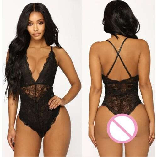 See-through lace lingerie sexy hot erotic underwear babydoll sex dress costume lingerie teddy porno bodysuit plus size for women