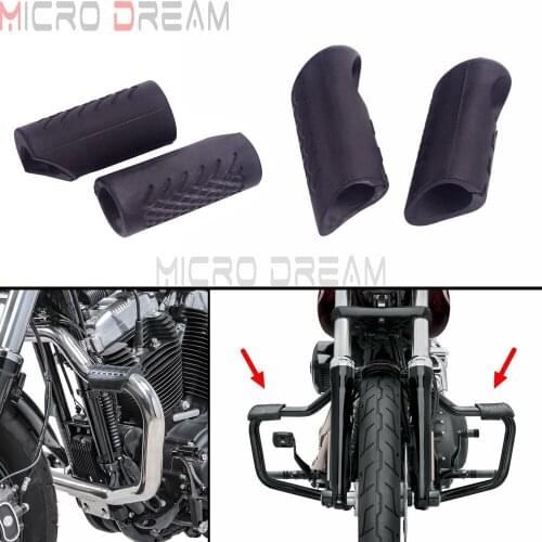 1-1/4" Black Engine Guard Rubber Cover Corner Block Protection for Harley Softail Touring Street Glide Custom Yamaha Honda BMW