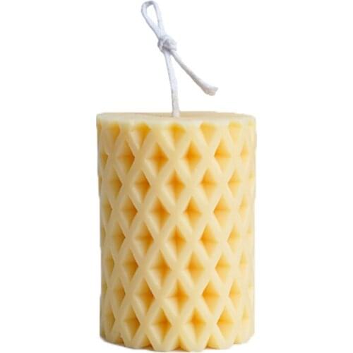 Rhombus Hole Cylindrical Candle Silicone Moulds Simple Geometric Candle Mold For Candle Making Christmas Home Candle Decoration