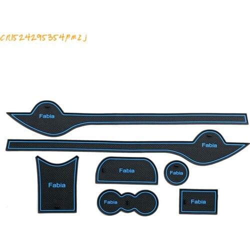 Car Interior Rubber Accessories Auto Light Door Port Pad Anti-Slip Mat Cup Holder Cushion For Skoda Fabia 2011 2012 2013 2014