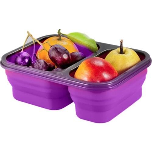 Silicone Collapsible Lunch Box Portable Microwave Oven Bowl Bento Folding Food Storage Container Lunchbox 650ML+450ML
