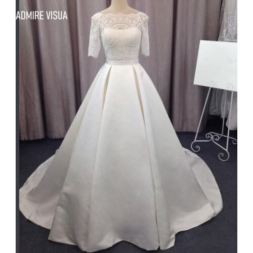 Wedding Dress A-Line Lace 2 in 1 Half Sleeves Chapel Train Marry With For Party Plus Size Bride Gown Vestidos De Novia