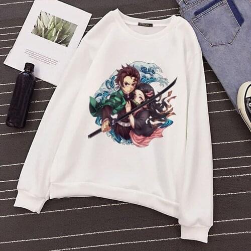Oversized Hoody Japanese Anime Demon Slayer Kimetsu No Yaiba Hoodies Graphic Cartoon Women Top Pullover Harajuku Sweatshirt