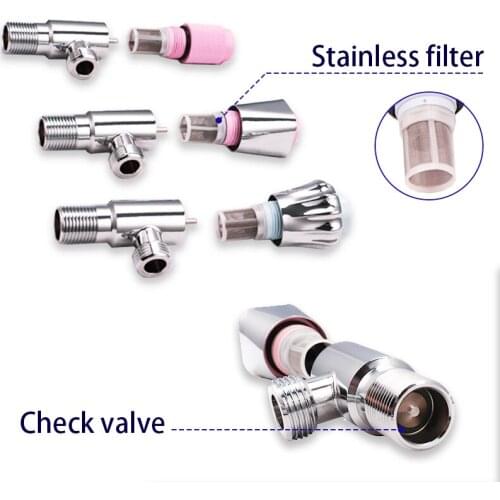 Triangular Water Adapter Angle Check Valve 1/2 Filter Steel Faucet Check Toilet Bowl Fittings 2 Heads for A Shower Angle Valve