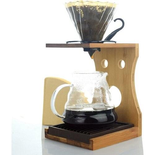 V60 Bamboo Coffee Dripper Stand Brewing Stand Holder Household Drip Paper Holder Set