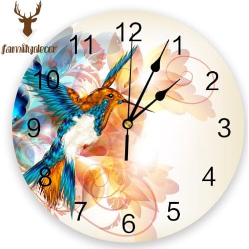 Vintage Watercolor Yellow Ostrich Printed PVC Wall Clock Modern Design Home Decor Bedroom Silent O'clock For Living Room