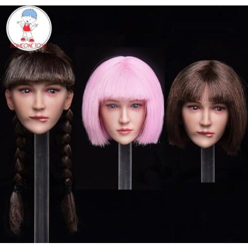 1/6 Female Head Sculpt beautiful calm bite mouth expression cute Head Carving D-02 D-03 for 12" TBLeague Action Figure Body Toys