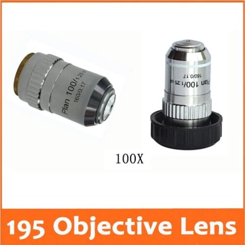 100X 195 Professional Educational Plan Achromatic Bio-Microscope Objective Lens Thread Diameter 20.2MMx0.705 for Medical Science