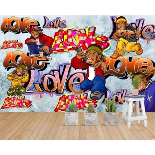 Custom mural 3d photo wallpaper Street graffiti LOVE cool boy outdoor activities home decor living room wallpaper for wall 3 d