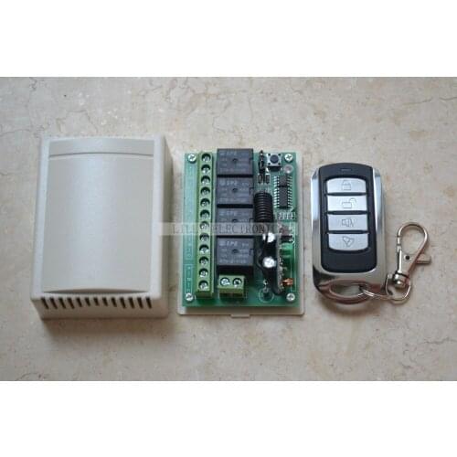4CH RF Receiver And 4Buttons Transmitter DC12V 10A Wireless Remote Control 200M