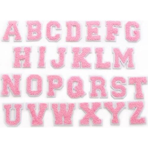 5cm pink A-Z Letter/Alphabet Patches Clothes Caps Jeans iron on Embroidered Patch Motif Applique