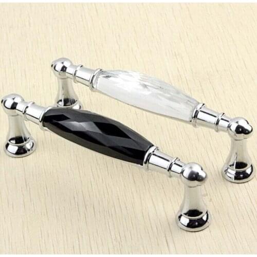 96mm Fashion Luxury Black K9 Crystal Kitchen Cabinet Pull Clear crystal Drawer Dresser Cupboard Wardrobe Furniture Handles Pulls
